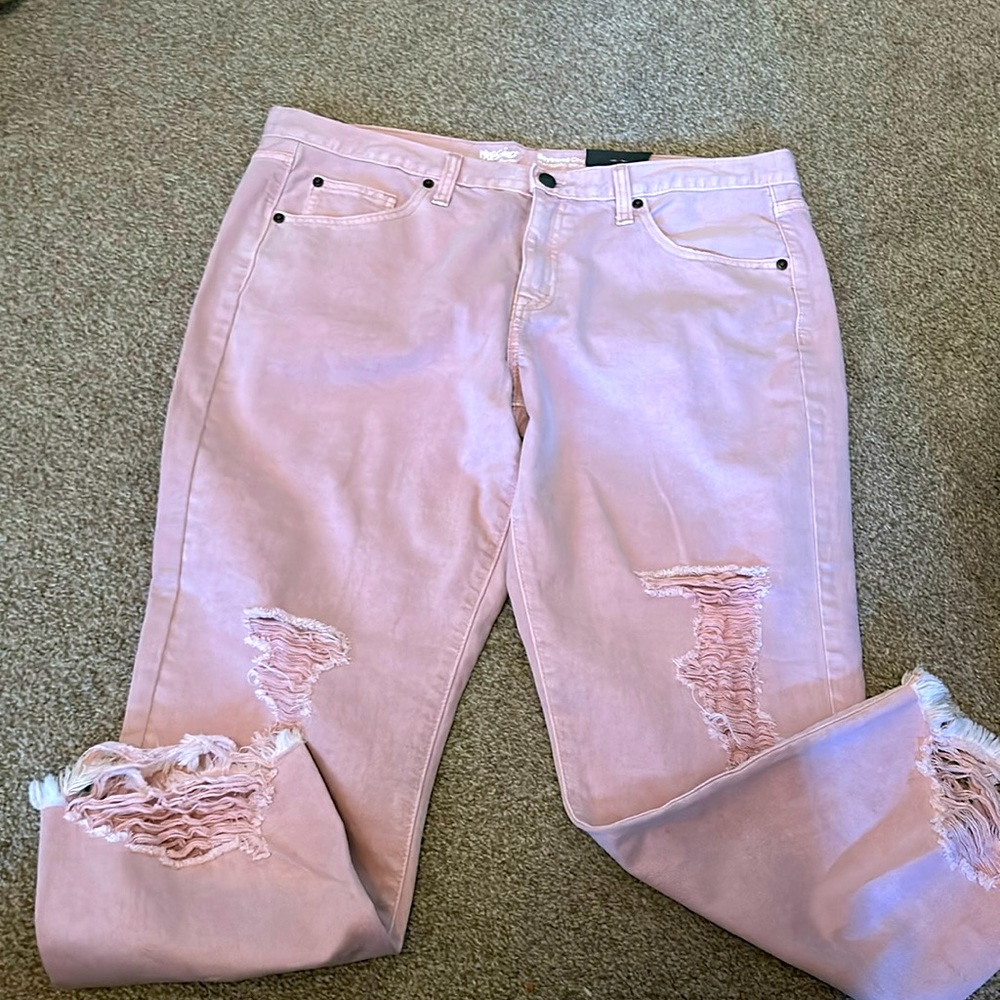 Mossimo pink boyfriend ripped jeans